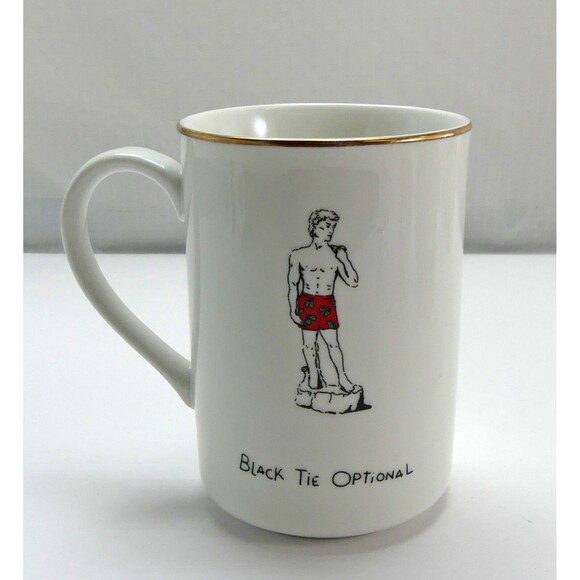 Merry Masterpieces Christmas Plate & Mug Black Tie Optional Michelangelo David - Picture 5 of 10